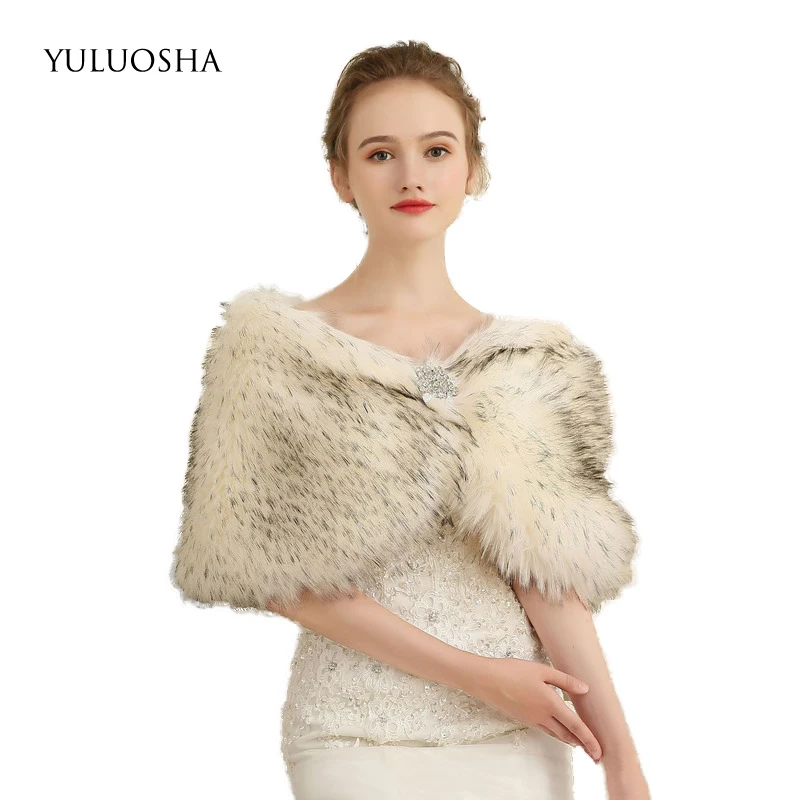 Свадебная плюшевая шаль YULUOSHA для невесты осенняя Теплая Флисовая накидка с