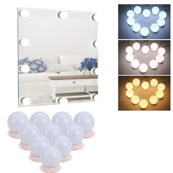 

Dersoy 5V Led Makeup Mirror Light LED Hollywood vanity Lights 10 Blubs Wall Lamp USB Plug Dimmable Dressing Table Mirror Lamp