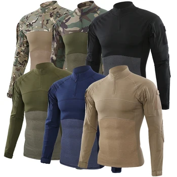 

Men's Jackets 2019 Military Hunt windcheater Jacket Tactical Sharkskin Long-Sleeve Beefy Muscle Basic Solid Blouse Tee Shirt Top