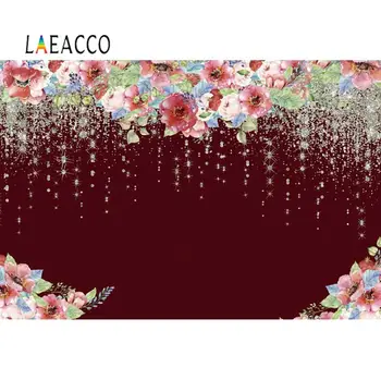 

Laeacco Flower Sequins Red Wedding Photography Backdrops Portrait Birthday Personalized Photo Backgrounds For photocall Photo