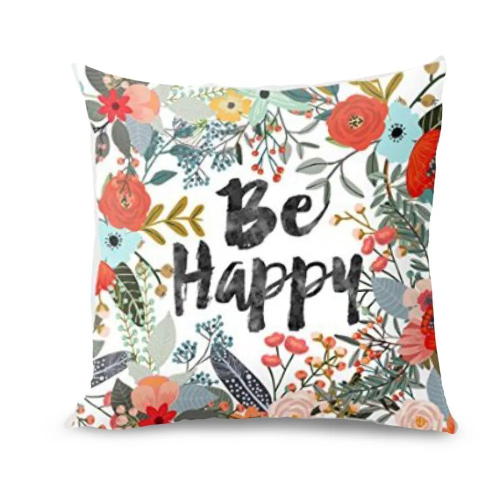 Наволочки 40*40 см Be Happy, окруженные цветами и растениями, персонализированные супер мягкие наволочки для подушек, для дома и офиса#45
