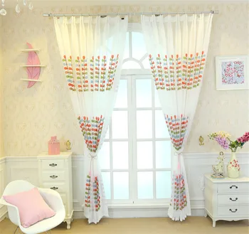 

Colorful branch embroidery embroidered curtain, window screen, window screen, living room, finished product, customized bedroom,