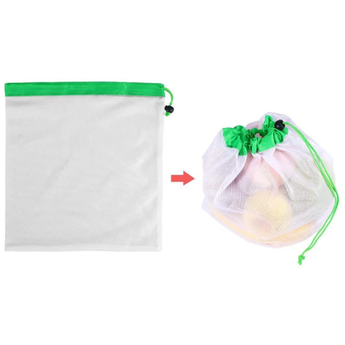 12pcs Reusable Mesh Produce Bags Lightweight Pouch for Vegetable Fruit Toys Storage TB Sale