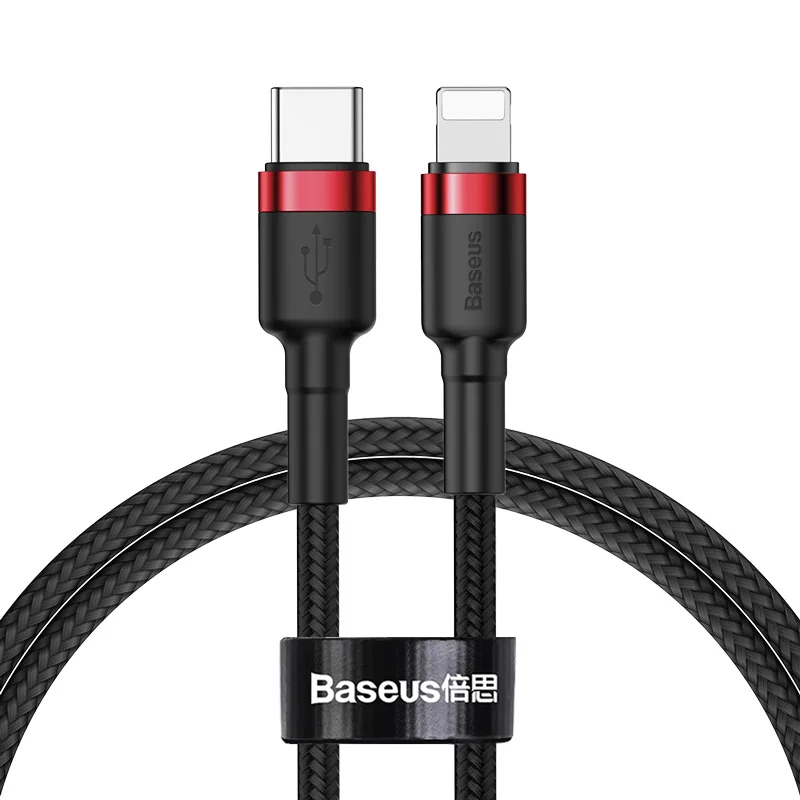 Baseus 18 Вт PD кабель USB C для Lightning зарядный провод для iPhone 11 Pro XS Max XR type C кабель для передачи данных Быстрая зарядка шнур - Название цвета: 1M Black Red