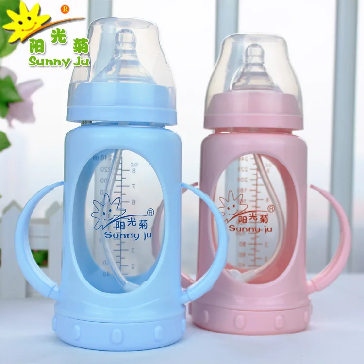 

Sunny Ju \ Infant Wide Aperture \ Anti-Colic \ with Handle \ Baby Glass Feeding Bottles 240 Ml