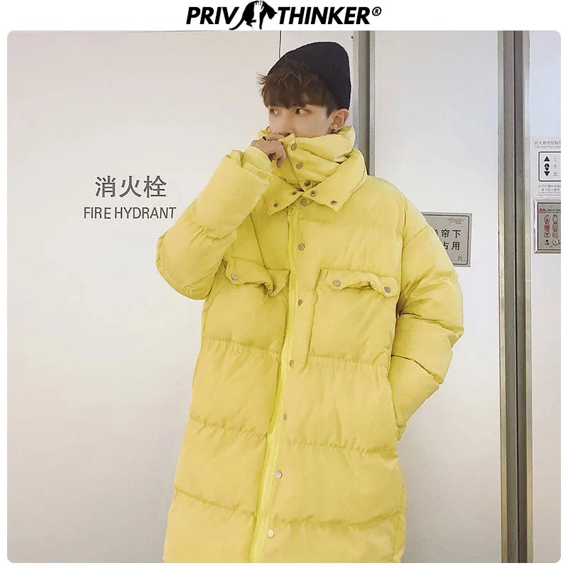 Cena Privathinker mężczyźni 2019 zima stanąć zagęścić ciepłe parki męska długi Oversize wiatrówka odzież wierzchnia kurtka mężczyzna mody Parka