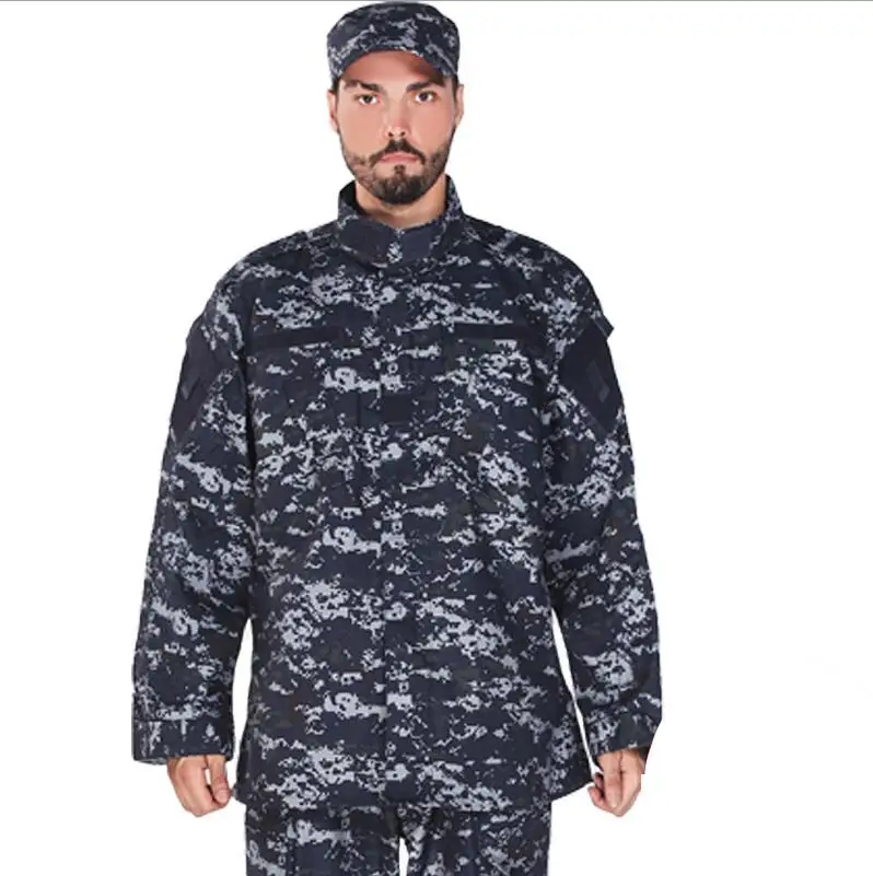 17Color Men Army Tactical Military Uniform Camouflage Combat Shirt Clothes Special Forces ACU Militar Uniforms for Man Coat Set - Цвет: Blue digital