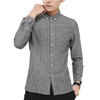 

Solid Stripe Mens Shirt Long Sleeve Autumn Smart Men's Business Casual Shirts 4xl Cotton Mens Regular Fit Oxford Shirts HH50CS