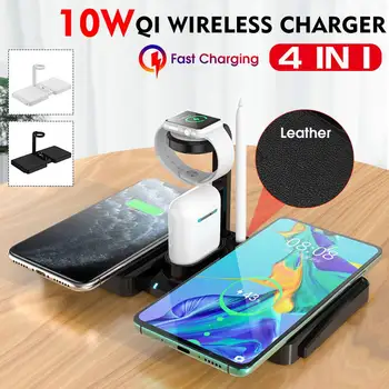 

4 in 1 10W Fast Wireless Charger Dock Station Fast Charging For iPhone XR XS Max 8 for Apple Watch For AirPods for Android Phone