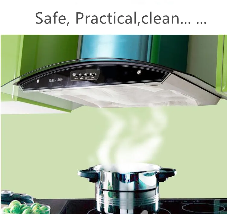 2pcs Nonwoven range hood filter paper with Self-adhesive tape Anti-Oil Filter Stickers for smoke exhauster Kitchen Supplies