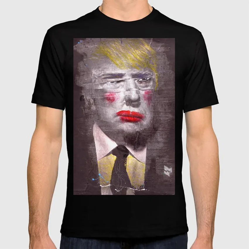Трампы клоун футболка бумажная ткань поп-арт фотомантаж винтажный Дональд Трамп