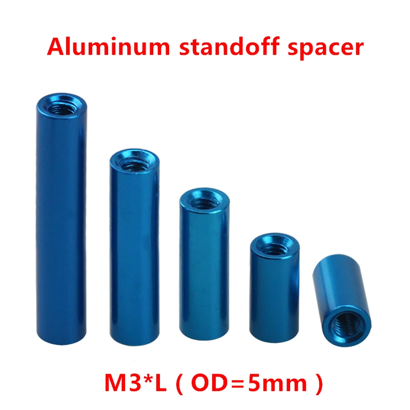 10pcs Aluminum spacer column M3 OD=5mm aluminum standoffs round spacers Model spacing screw