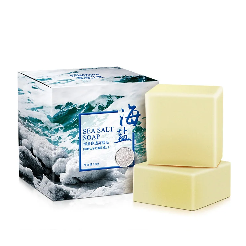 

100g Sea Salt Soap Cleaner To Remove Acne Treatment Pores Acne Goat Milk Moisturizing Cleansing Soap Basic Skin Care Products
