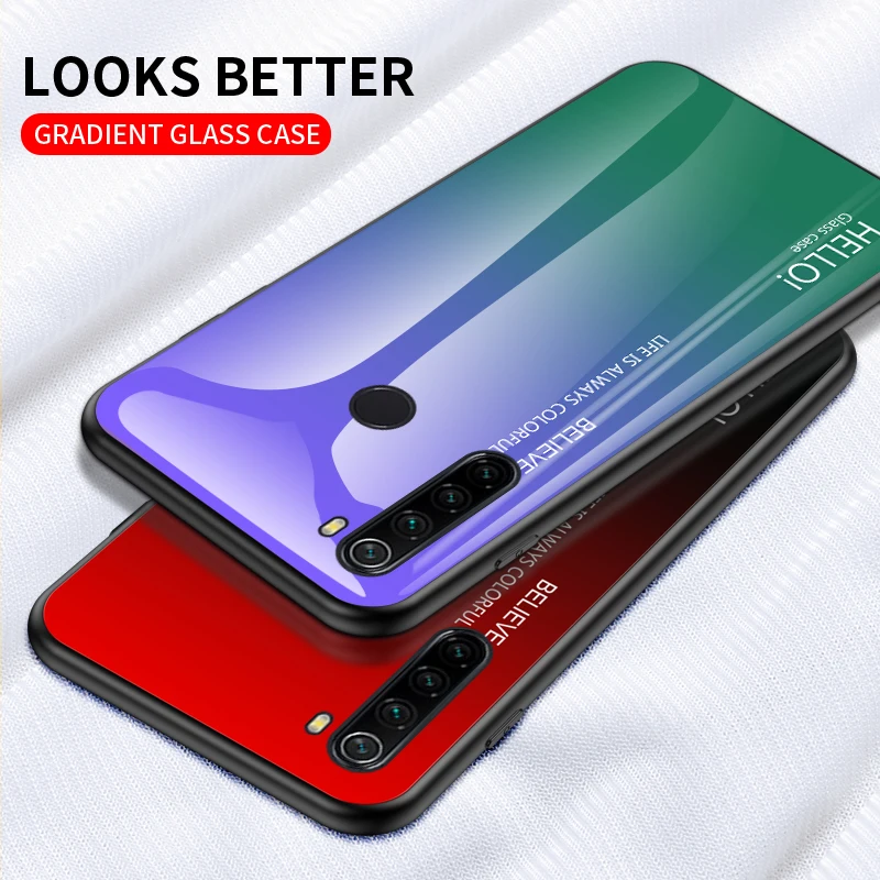 Градиентный чехол из закаленного стекла для телефона на Xiaomi Redmi 8 Note Note8pro 8T Мягкий