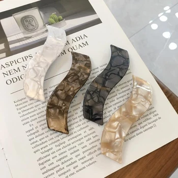 Preise 2020 Neue Mode Schwarz Weiß Braun Gelb Acetat Welle Haarspange Haar Clips Frühling Haarnadeln Platz Geometrische Haar Klemmen