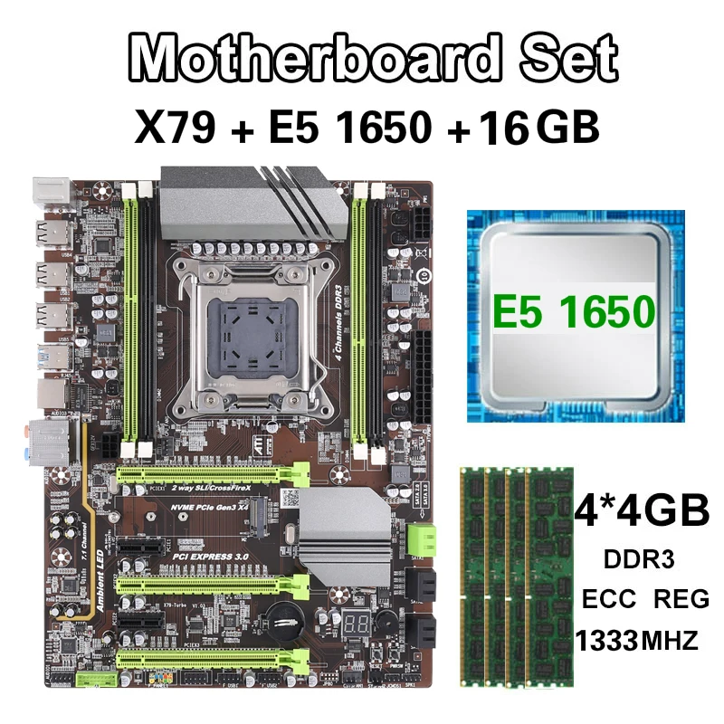 Kllisre X79 материнская плата с Xeon E5 1650 4 шт Гб 1333 МГц память ECC REG | Компьютеры и офис