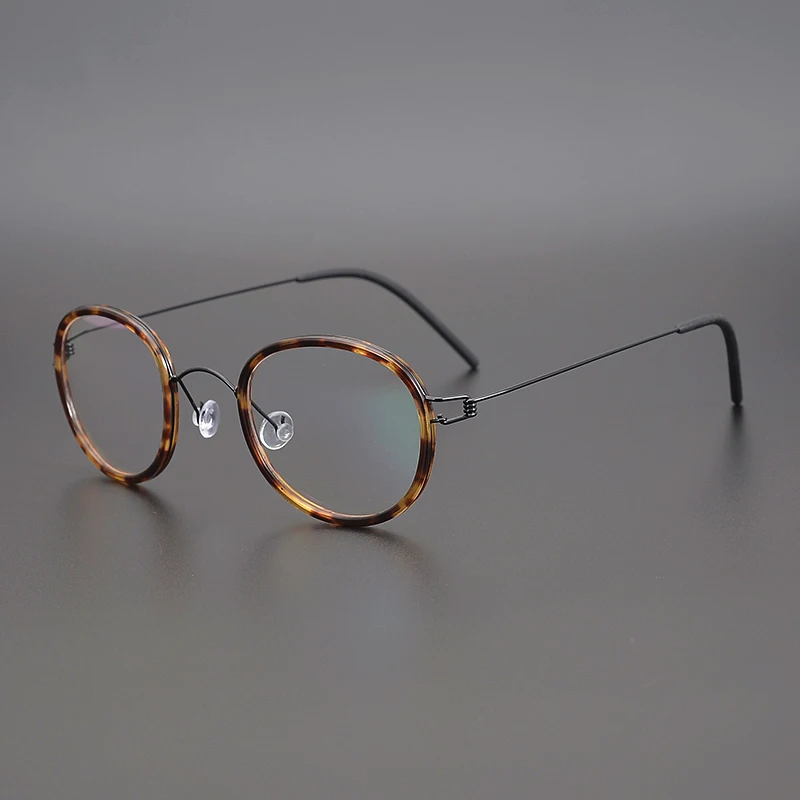 

Luxury Brand Titanium Glasses Frame Men Women Round Myopia Prescription Optical Eyeglasses Frame Denmark Linde Screwless Eyewear