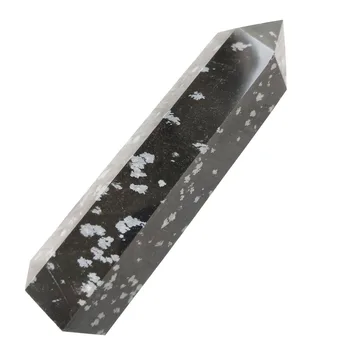 

Natural Snowflake Obsidian Wand Healing Crystal Obelisk Reiki Mineral Gem Quartz Point Wicca Decor Home Feng Shui Art Gift ZX