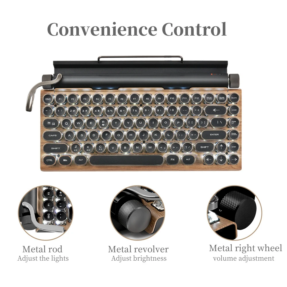 キーボード hide hindee Typewriter Keyboard Wireless Bluetooth RGB Colorful