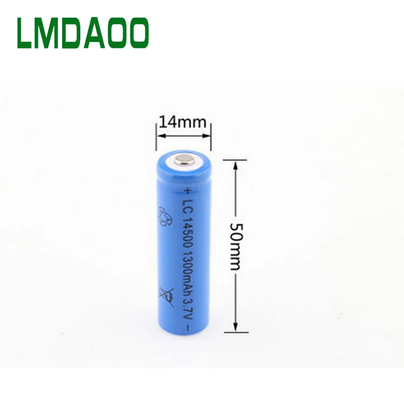 

1/2/4pcs AA 14500 1300mah 3.7 V lithium ion rechargeable batteries and LED flashlight, free delivery