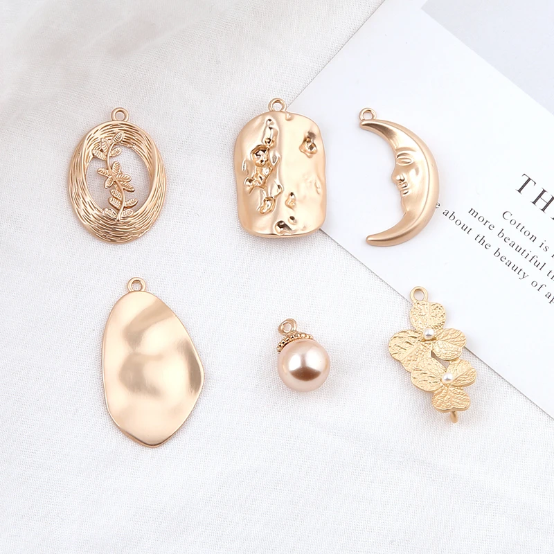 6 шт. новые женские серьги sub-gold Pearl Цветок Кулон M круглые нерегулярные для женщин