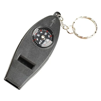 

4 in 1 Multifunctional Compass Thermometer Outdoor Keyring Survival Kits for Outdoor Travel Tools Whistle Magnifier Keychain W1