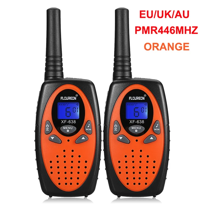 EU AU UK Orange FLOUREON 8 каналов Детские рации UHF400-470MHz 2-Way Радио 3 км переговорные PMR портативные детские игры рация Intercom - Цвет: EU AU UK Orange