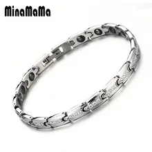 Браслет из гематита для здоровья, серебряная цепочка из нержавеющей стали с циркониевым камнем, медицинский Энергетический Браслет для женщин и мужчин, ювелирные изделия