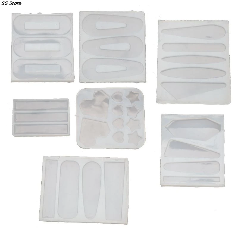 

7Pcs Handmade Barrettes Silicone Epoxy Resin Molds Hair Pins Jewelry Casting Mold Hair Clip Silicone Molds Jewelry Tools