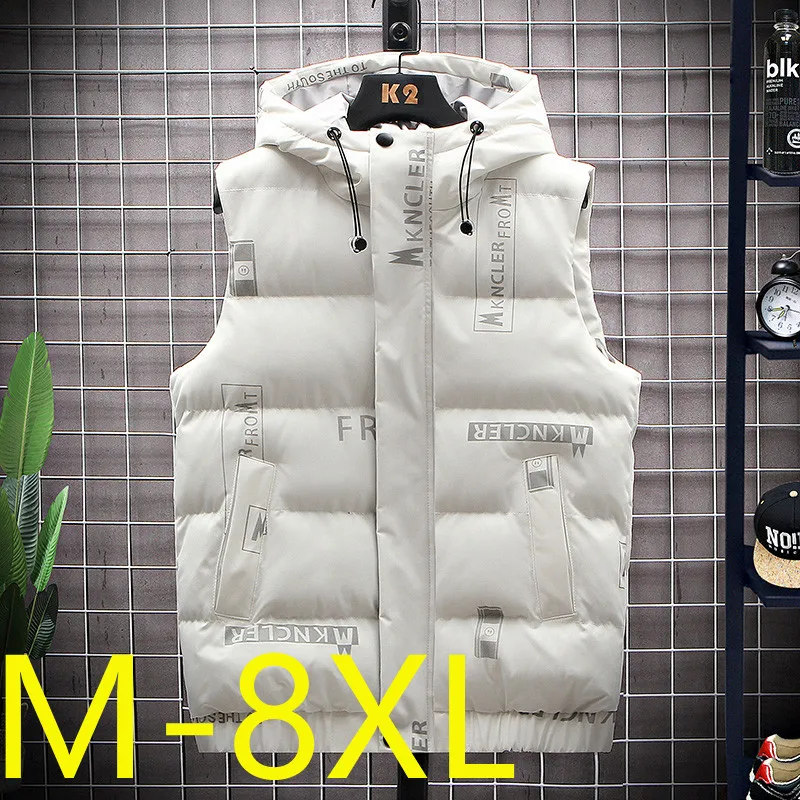 

M-8XL Plus Size Korean Design 2021 Winter Men Women Down Jacket Vest Warm Thicken Sleeveless Coat Hoodies Street Wear Casual