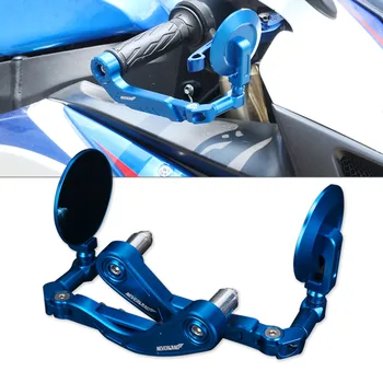 

NEVERLAND Motorcycle Hand Mirror Blue Universal 7/8" 23mm Handlebar Motorcycle Accessories Aluminum Handle Rearview Mirror
