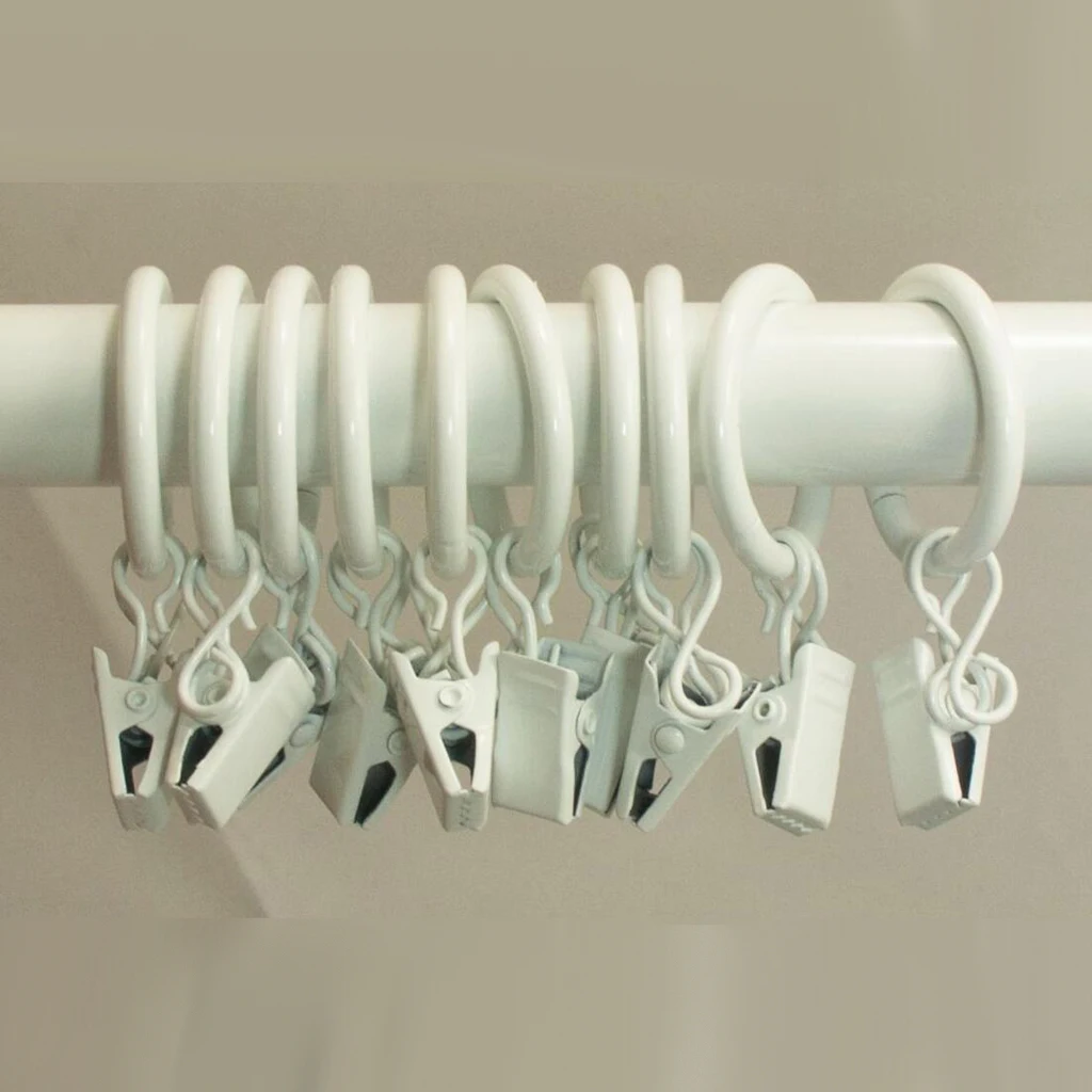 36 Pack Curtain Ring Hook with Clips Strong Metal Decorative Drapery Vintage for Home Living Room Bathroom Curtain Accessories