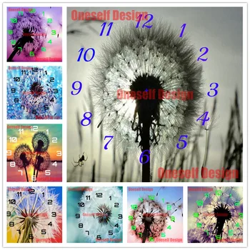 

2021 diy diamond painting with clock Dandelion 5d diamond embroidery with clock rhinestone pictures home decortiom wall sticker