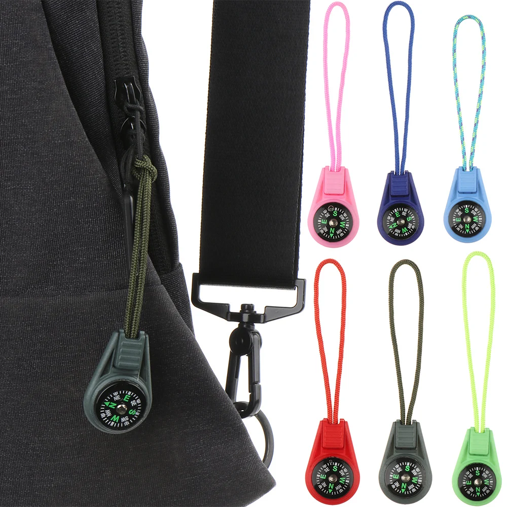 2Pcs EDC Mini Compas with Zipper Tail Rope Paracord Bracelet Gear Survival Keychain Camping Hiking Pocket Compasses Outdoor Tool mini compass,waterproof compass,navigation compass,portable compass,survival compass