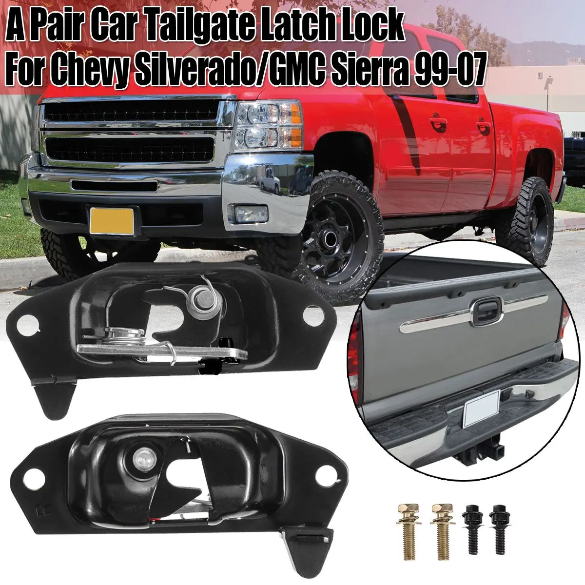 2x 15921948 15921949 Car Tailgate Latch Lock Rear Gate Lock Latch For Chevy Silverado for GMC for Sierra 1999-2007