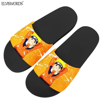 

ELVISWORDS 2020 Hot Anime Naruto Men Casual Home Slippers Black and White Sole Summer Indoor Sandals Comfortable Platform Shoes