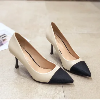

2020 new high-heeled women's fashion simple color matching pointed comfortable comfortable high-heeled shoes women.