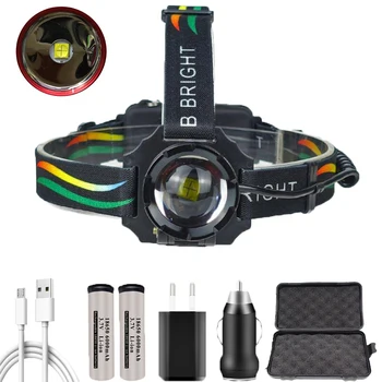 

Powerful Headlamp Head Lamp usb rechargeable head torch Headlight 32w Led Bulbs 2 * 18650 Battery Zoom Lithium Ion Xhp70