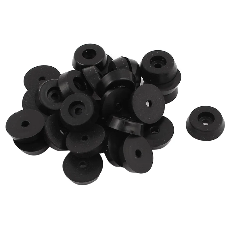 

30 Pcs 18mm Table Chair Round Leg Rubber Cover Floor Protector Black