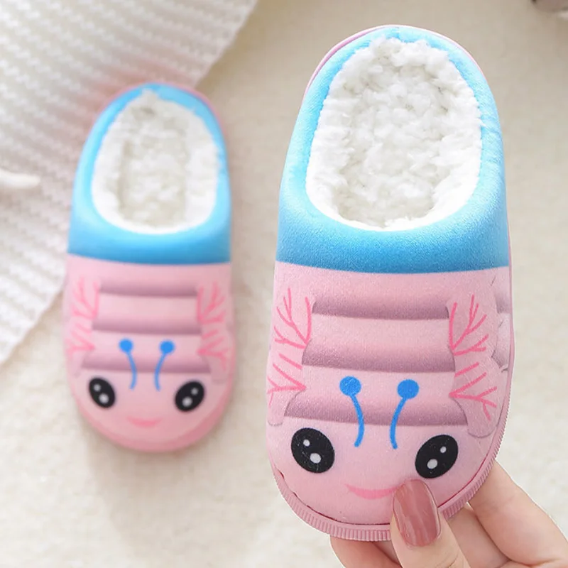 

Non-slip indoor short plush slippers children winter autumn baby shoes animal cool cute baby boy girls home fuzzy shoes
