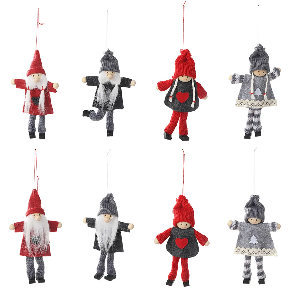 2pcs Christmas Plush Doll Santa Old Man Girls Doll Hang Ornaments Cute Christmas Gnome New Year Gift Xmas Tree Decor for Home /d