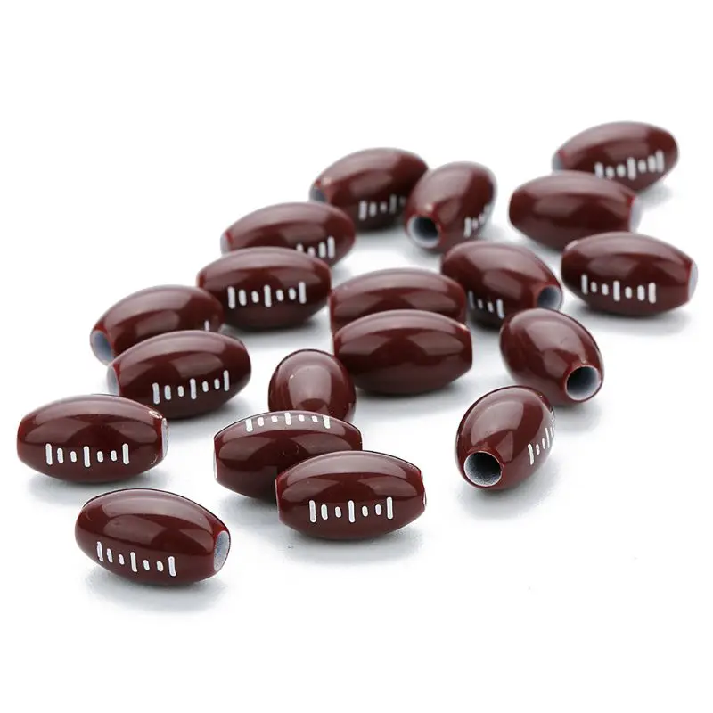 

100Pcs Brown Rugby Beads American Football Sports Spacer Beads DIY Jewelry Making