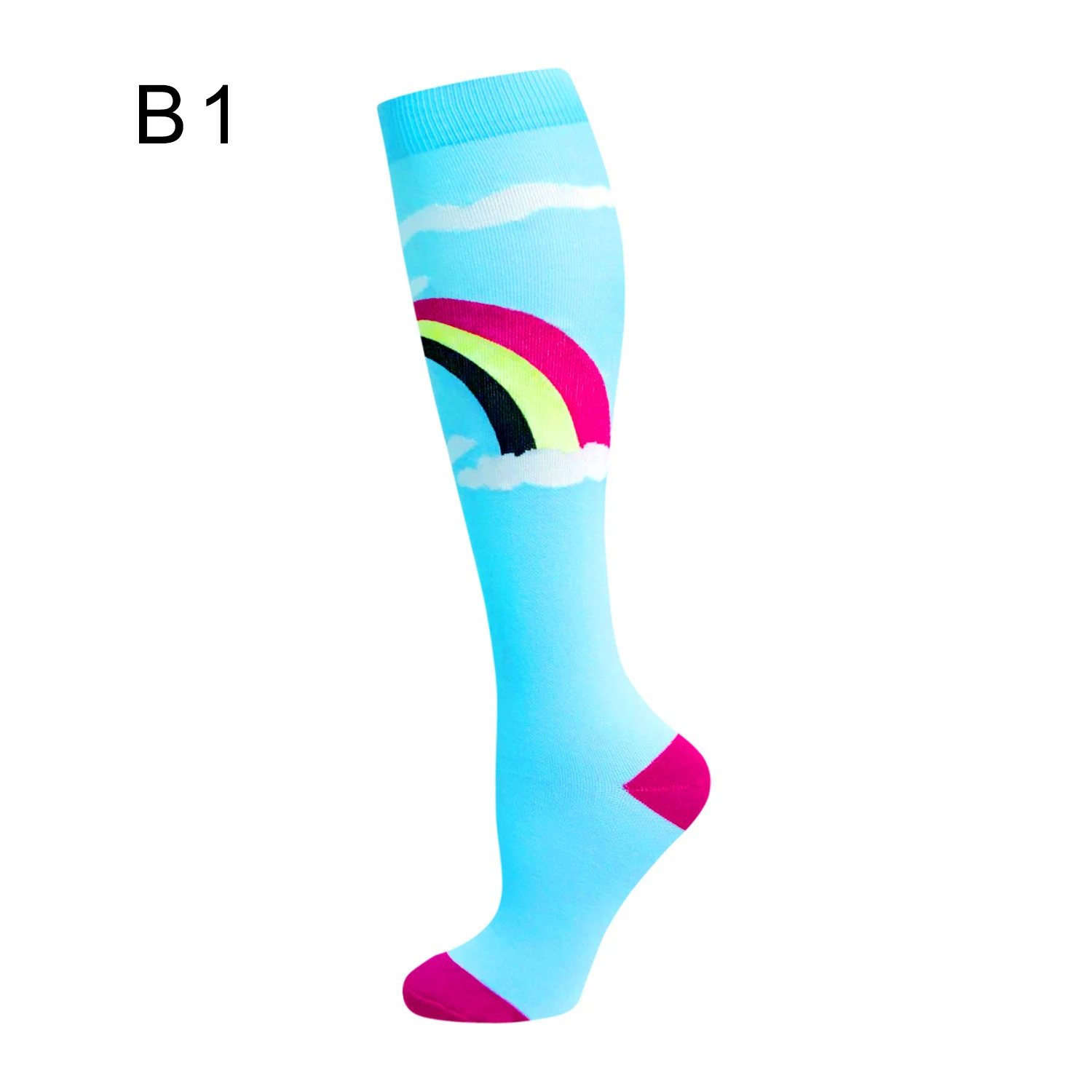 Унисекс, женские и мужские Спортивные Компрессионные носки для медсестер, эластичные носки для девочек, женские эластичные высокие носки - Цвет: B1