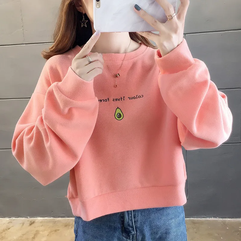 AliExpress свитер с длинными рукавами на осень и зиму Короткие Модные Разноцветные модели в Корейском стиле с принтом