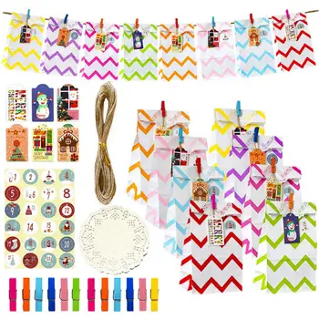 

Christmas Paper Box Set Durable Unique Advent Calendar Bag 24 Sets Of Baking Gift Packaging Bags Family Christmas Decoration