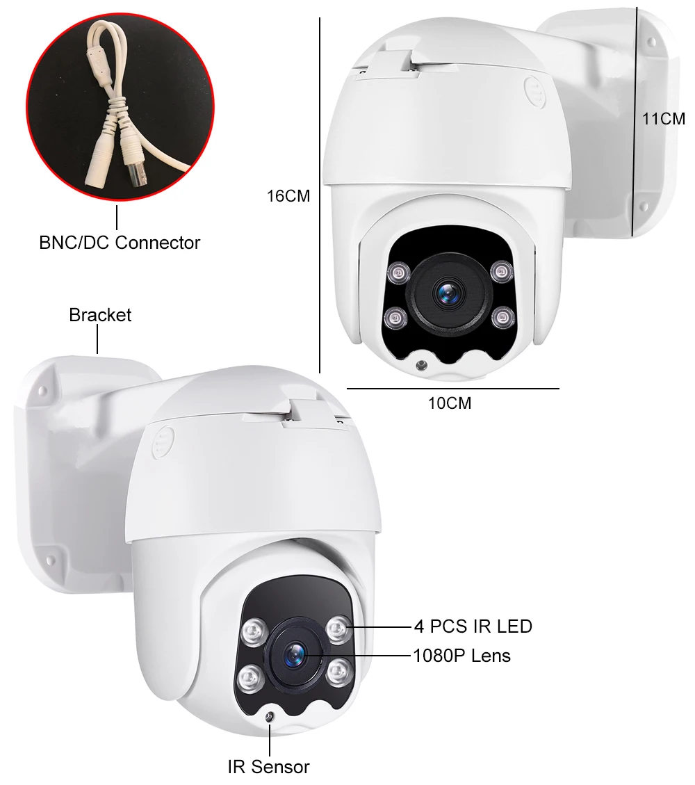 AHD 1080P Мини панорамирование Поворотная CCTV камера наблюдения купольная ИК Ночное Видение скорость купольная камера коаксиальный 4 Массив светодиодов