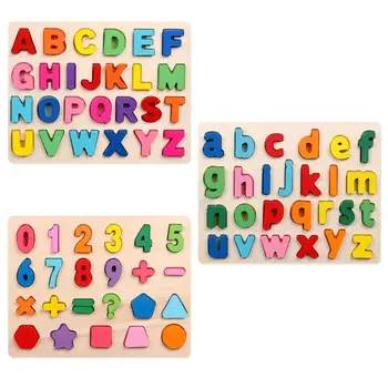

Wooden Learning Puzzle with Colorful Letters/Numbers Childhood Early Educational Toys for small children. Learning skills