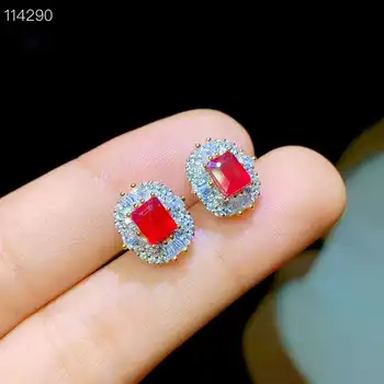 

Myanmar 925 silve Natural Ruby Gemstone Earring Women Fine Jewelry 4x5mm