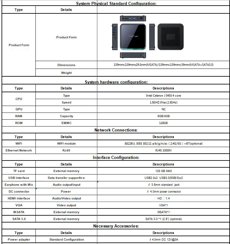 Windows 10 Mini PC with Intel Celeron J3355, Dual Wifi, 8GB RAM, 128GB Storage, 4K HD, RJ45 1000M, VGA - Powerful Desktop Computer Description Image.This Product Can Be Found With The Tag Names Barebone Mini PC, Computer Office, Mini pc windows