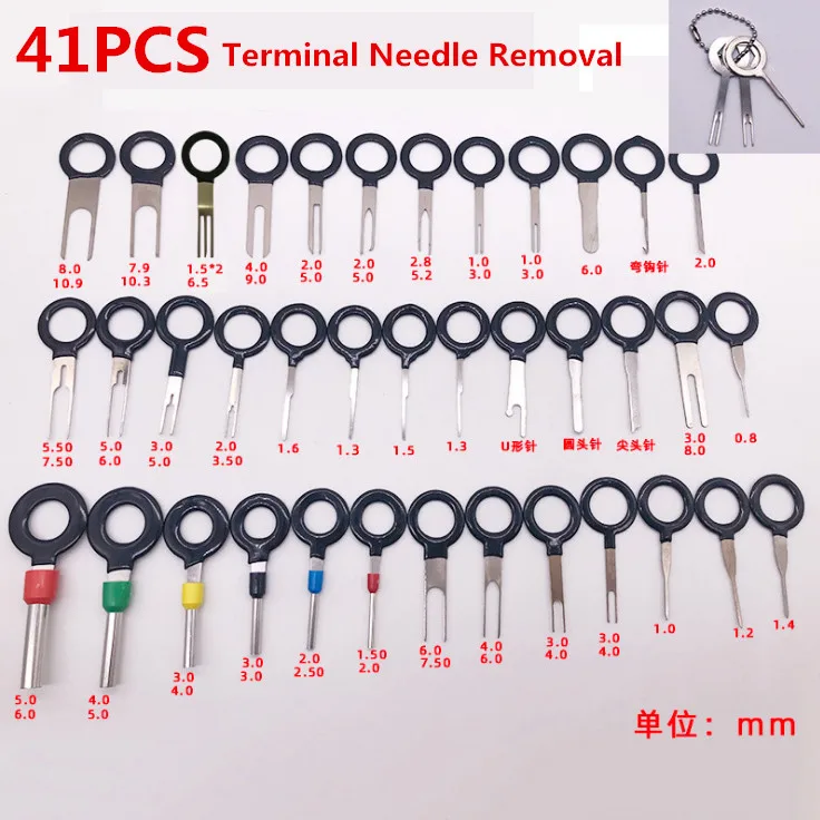 

41PCS Car Plug Circuit Board Wire Harness Terminal Extraction Pick Connector Crimp Pin Back Needle Removal Tool